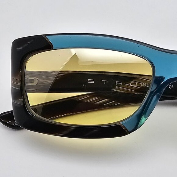 Etro Mod. SE 9760 51 Col. B46 Crystal Blue Horn Frame Yellow Lens Sunglasses - Picture 14 of 14